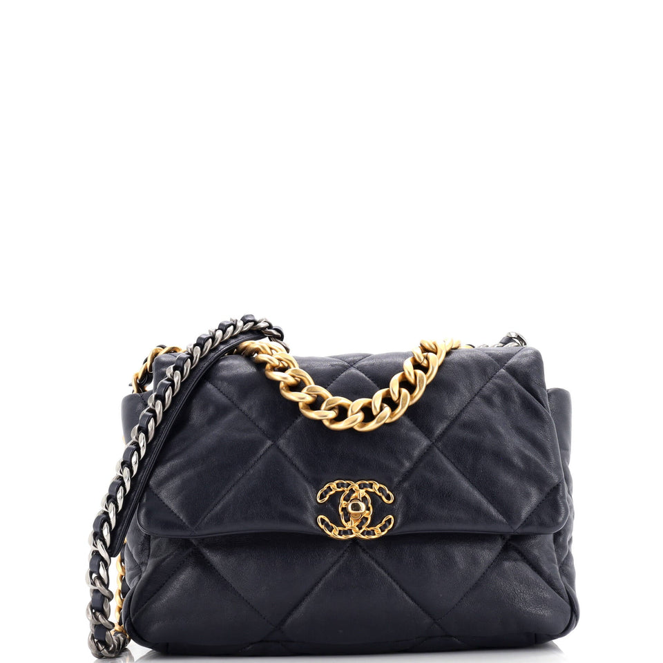 19 Flap Bag Quilted Leather Large