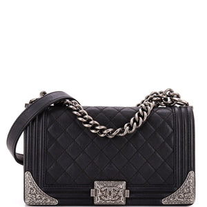 Paris-Dallas Boy Flap Bag Quilted Calfskin with Metal Adornments Old Medium