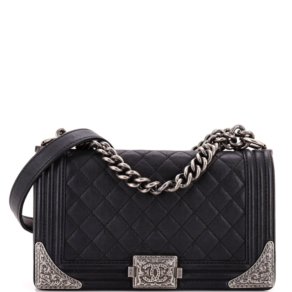 Paris-Dallas Boy Flap Bag Quilted Calfskin with Metal Adornments Old Medium