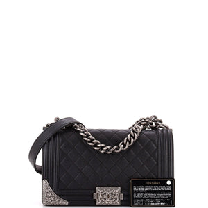 Paris-Dallas Boy Flap Bag Quilted Calfskin with Metal Adornments Old Medium