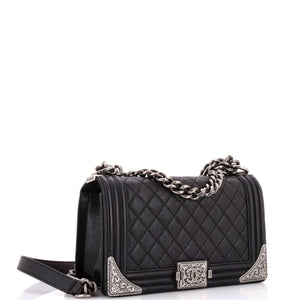 Paris-Dallas Boy Flap Bag Quilted Calfskin with Metal Adornments Old Medium