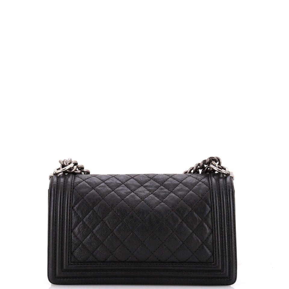 Paris-Dallas Boy Flap Bag Quilted Calfskin with Metal Adornments Old Medium