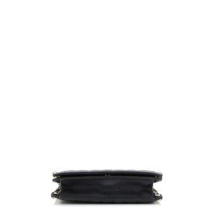 Metal CC Signature Clutch on Chain Embellished Quilted Leather Small
