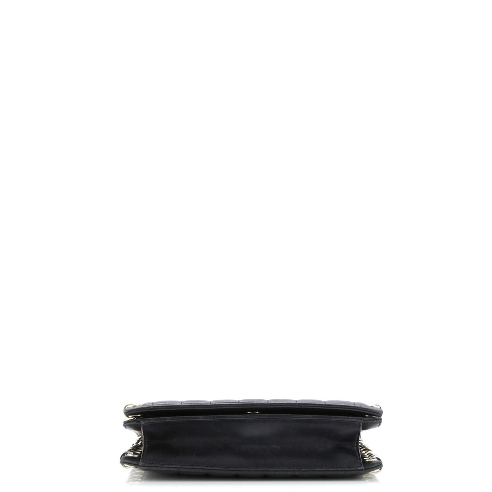 Metal CC Signature Clutch on Chain Embellished Quilted Leather Small