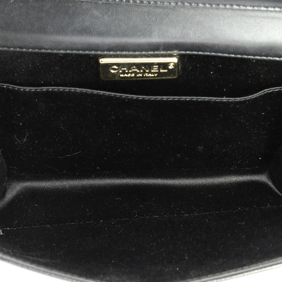 Metal CC Signature Clutch on Chain Embellished Quilted Leather Small