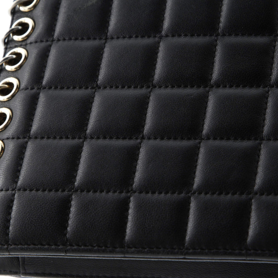Metal CC Signature Clutch on Chain Embellished Quilted Leather Small