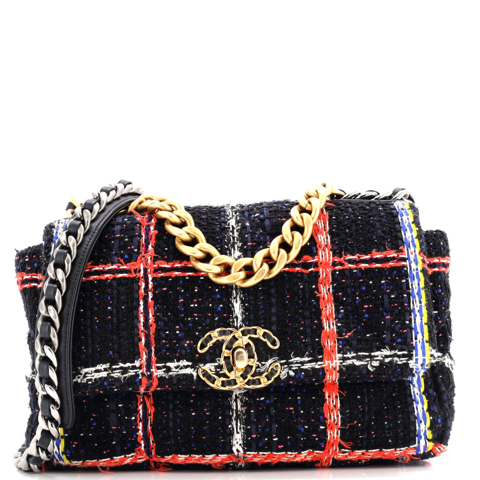 19 Flap Bag Quilted Tweed Medium