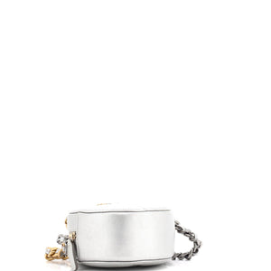 19 Round Clutch with Chain Quilted Leather
