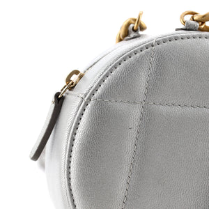 19 Round Clutch with Chain Quilted Leather