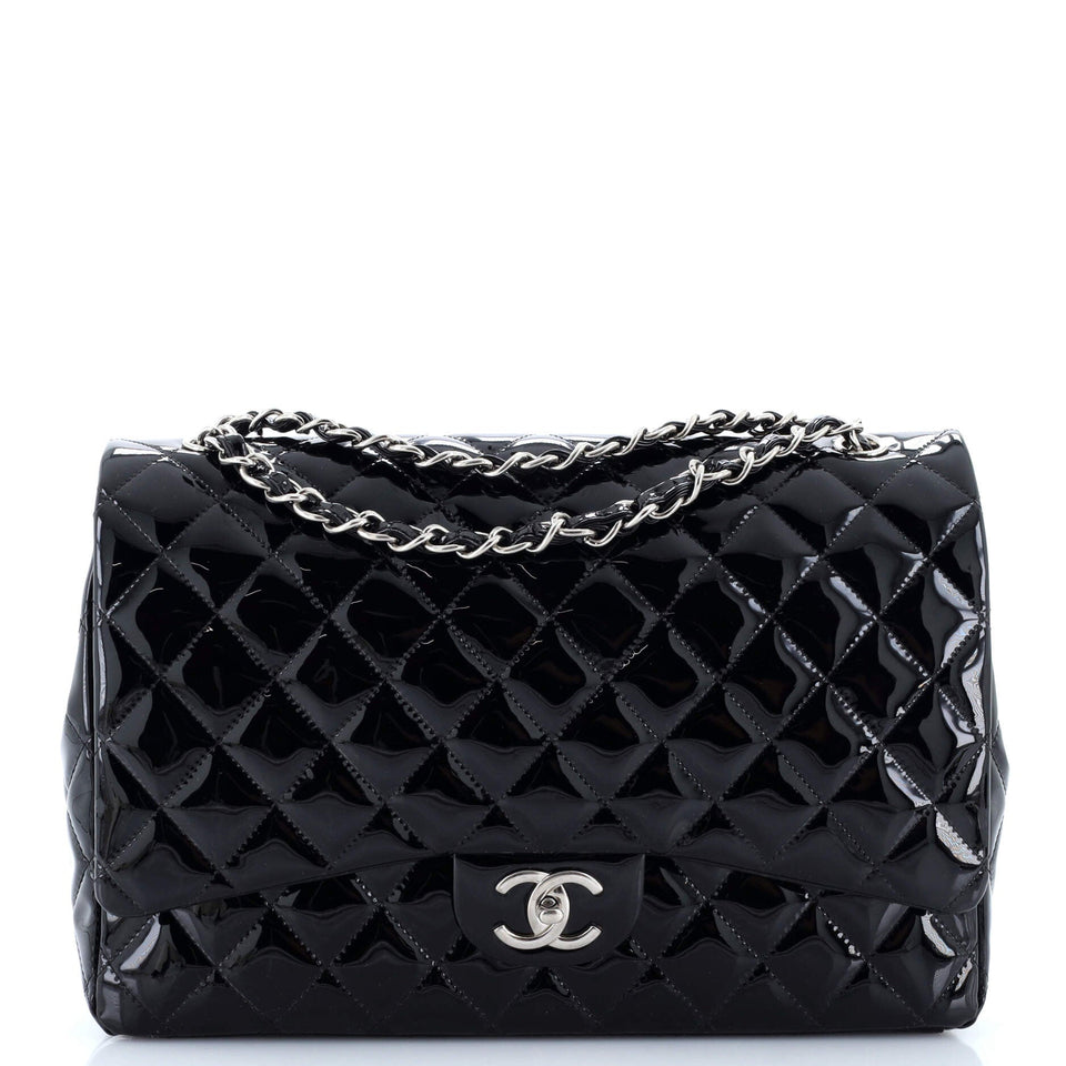 Classic Double Flap Bag Quilted Patent Maxi