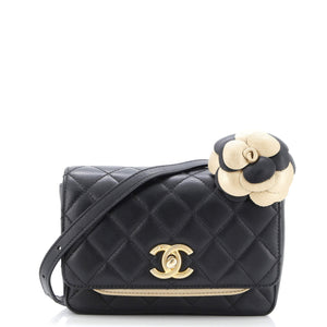 Private Affair Camellia Flap Bag Quilted Lambskin Small
