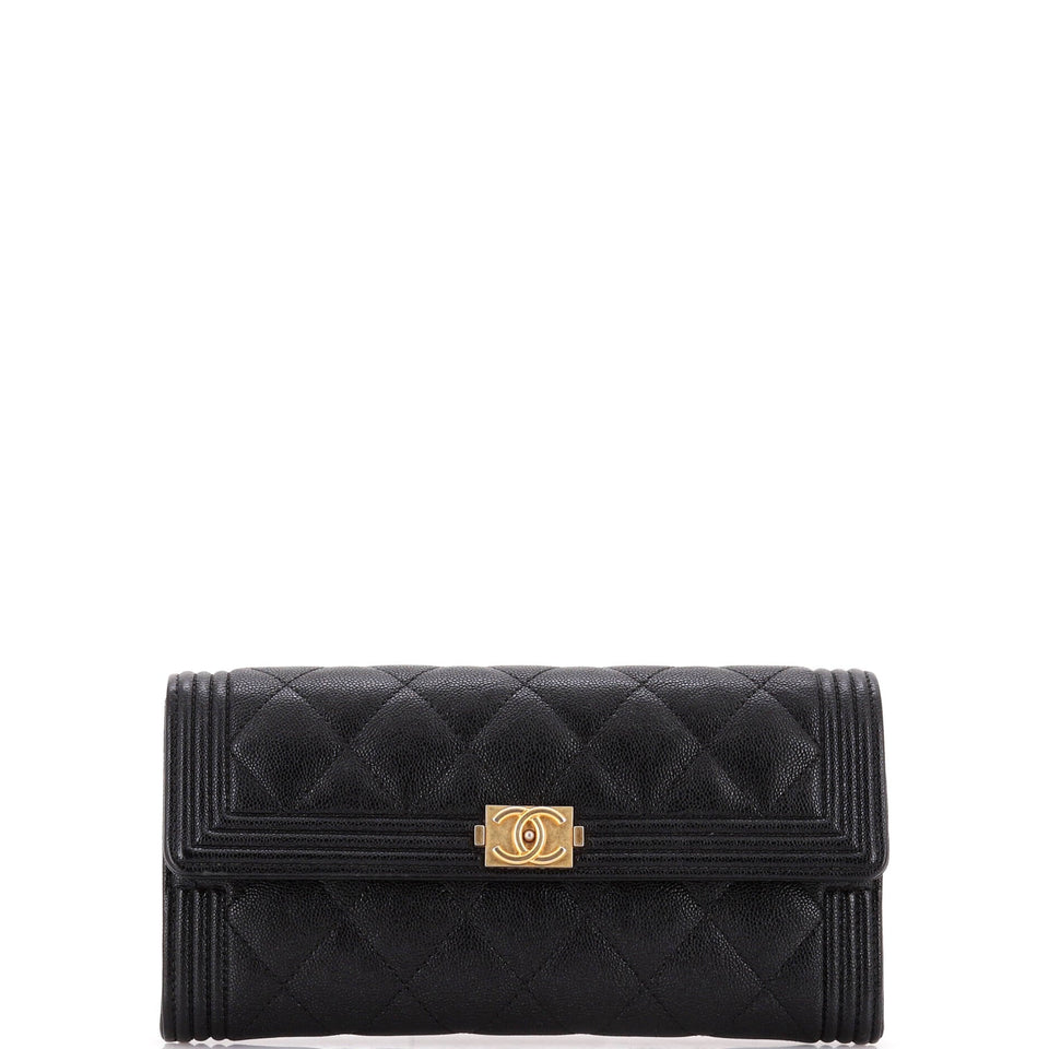 Boy Flap Wallet Quilted Caviar Long