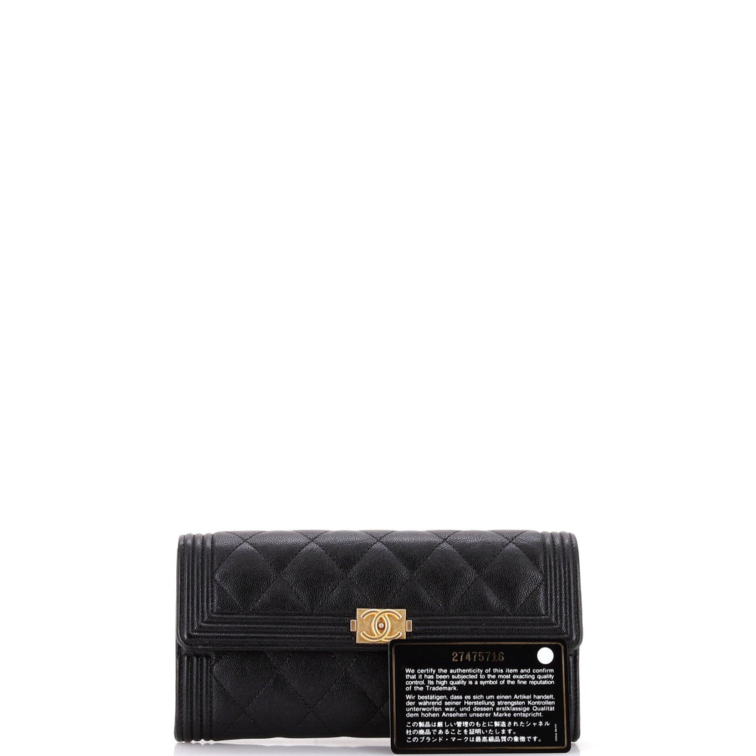 Boy Flap Wallet Quilted Caviar Long