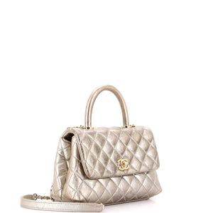 Coco Top Handle Bag Quilted Aged Calfskin Mini