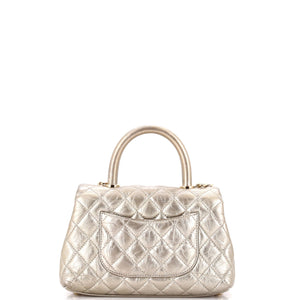 Coco Top Handle Bag Quilted Aged Calfskin Mini