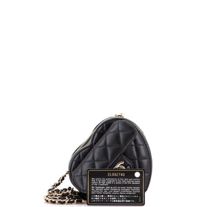 CC in Love Heart Clutch with Chain Quilted Lambskin