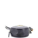 19 Round Clutch with Chain Quilted Leather
