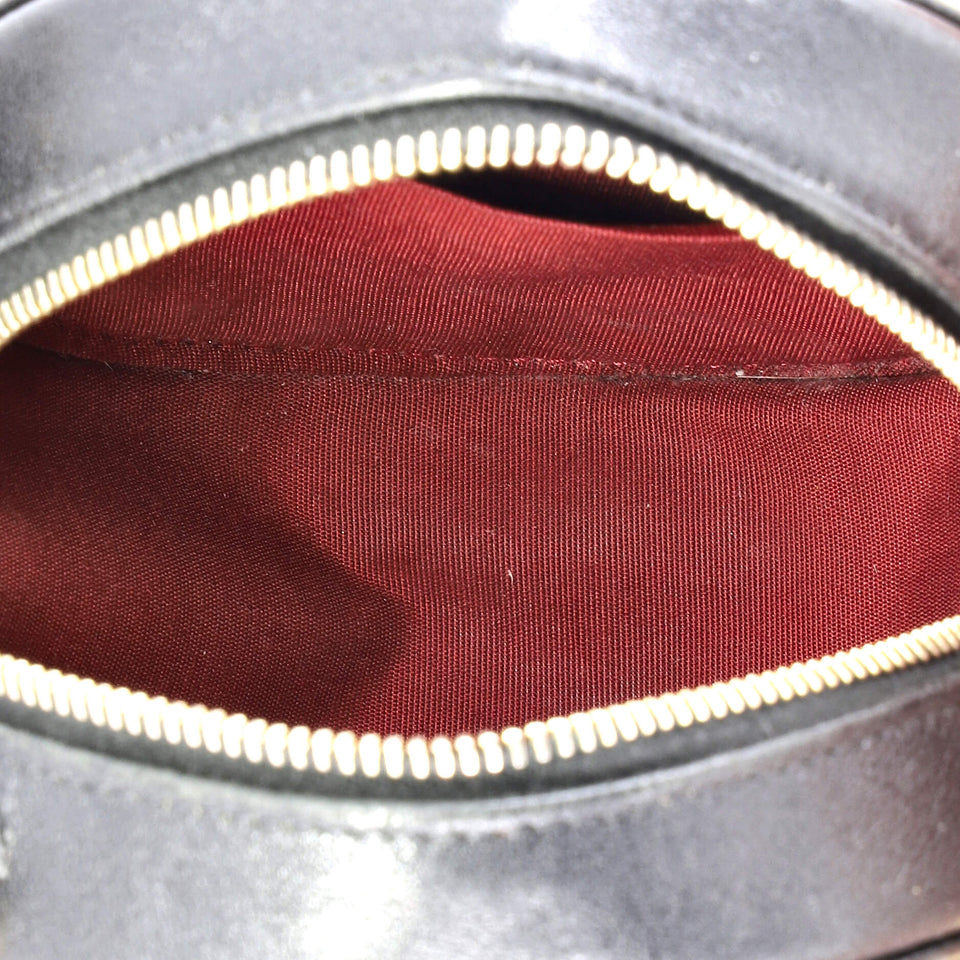 19 Round Clutch with Chain Quilted Leather