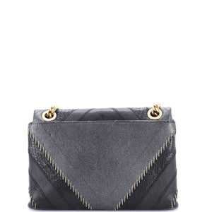 Cuba CC Flap Bag Whipstitch Chevron Leather and Python Medium