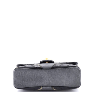 Cuba CC Flap Bag Whipstitch Chevron Leather and Python Medium