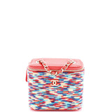 Classic Vanity Case with Chain Multicolor Embroidered Thread Mini