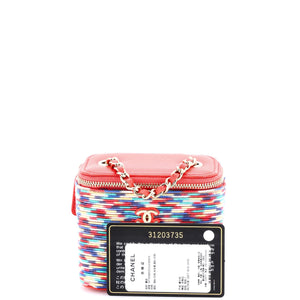 Classic Vanity Case with Chain Multicolor Embroidered Thread Mini