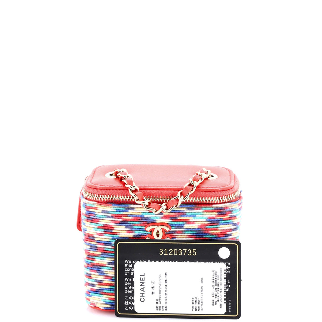 Classic Vanity Case with Chain Multicolor Embroidered Thread Mini