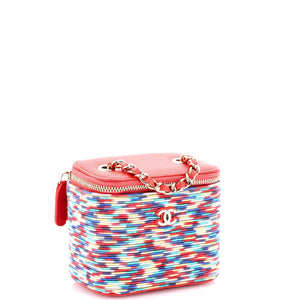 Classic Vanity Case with Chain Multicolor Embroidered Thread Mini