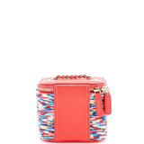 Classic Vanity Case with Chain Multicolor Embroidered Thread Mini