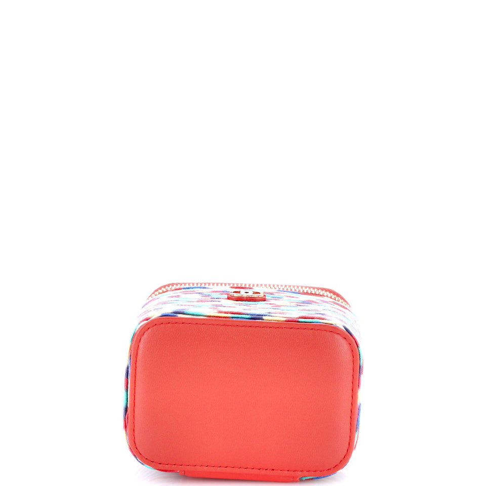 Classic Vanity Case with Chain Multicolor Embroidered Thread Mini