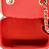 Classic Vanity Case with Chain Multicolor Embroidered Thread Mini