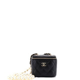 Vanity Case with Pearl Chain Quilted Lambskin Mini