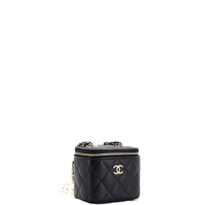 Vanity Case with Pearl Chain Quilted Lambskin Mini