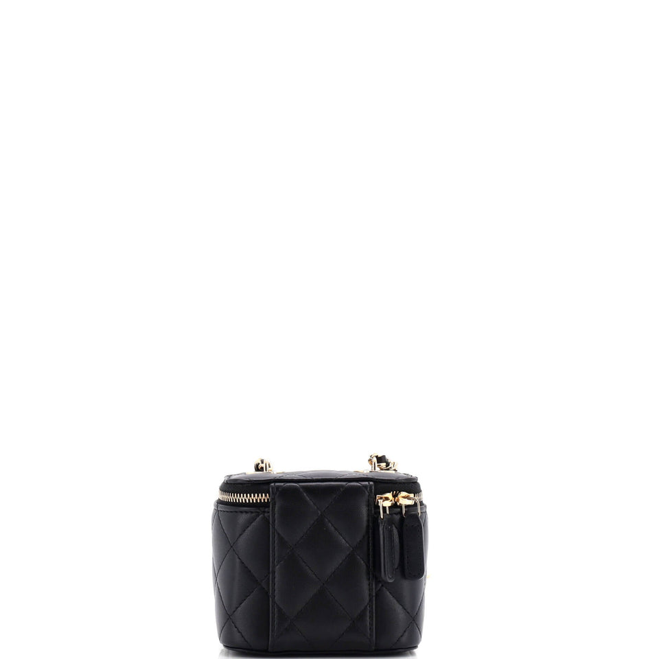 Vanity Case with Pearl Chain Quilted Lambskin Mini