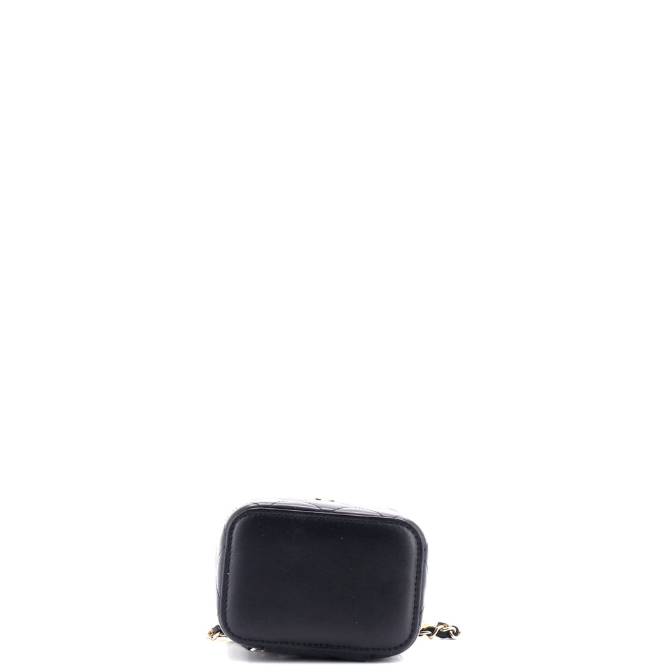 Vanity Case with Pearl Chain Quilted Lambskin Mini