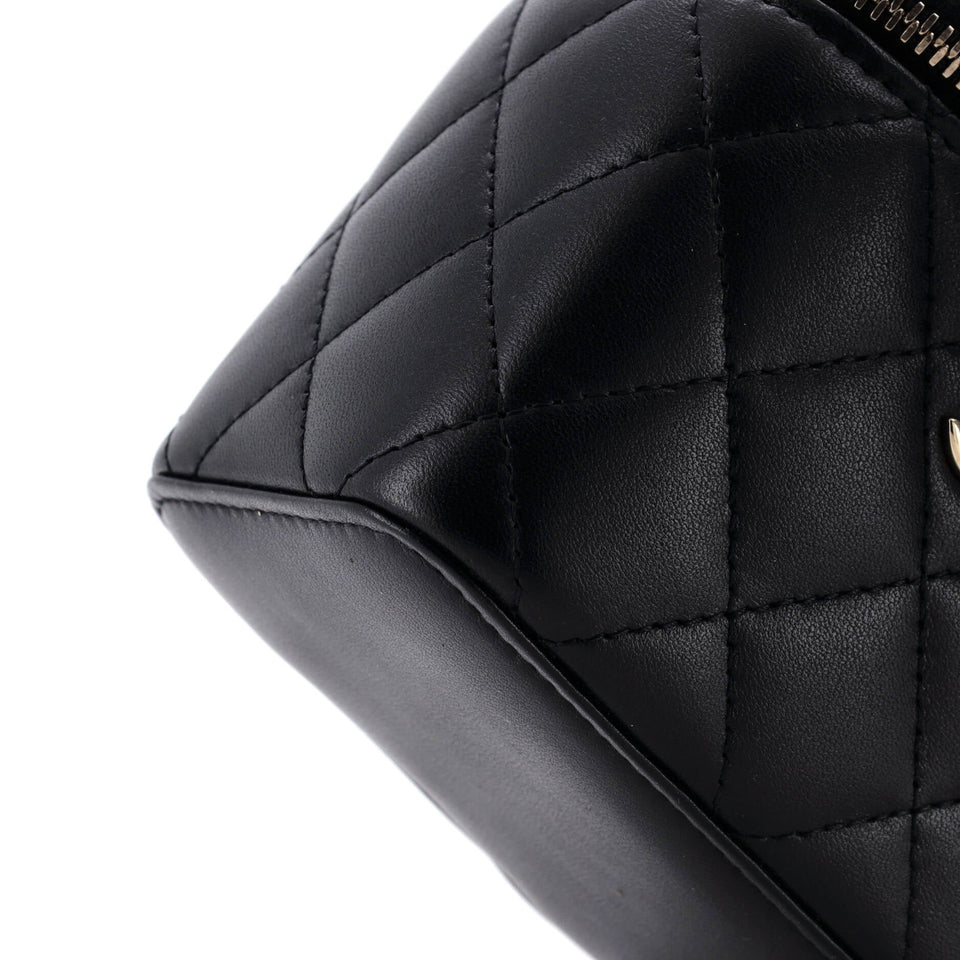 Vanity Case with Pearl Chain Quilted Lambskin Mini