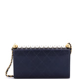 Chic Pearls Clutch with Chain Quilted Goatskin