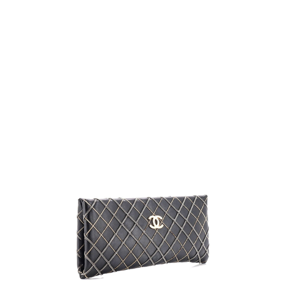 CC Chain Quilted Clutch Lambskin