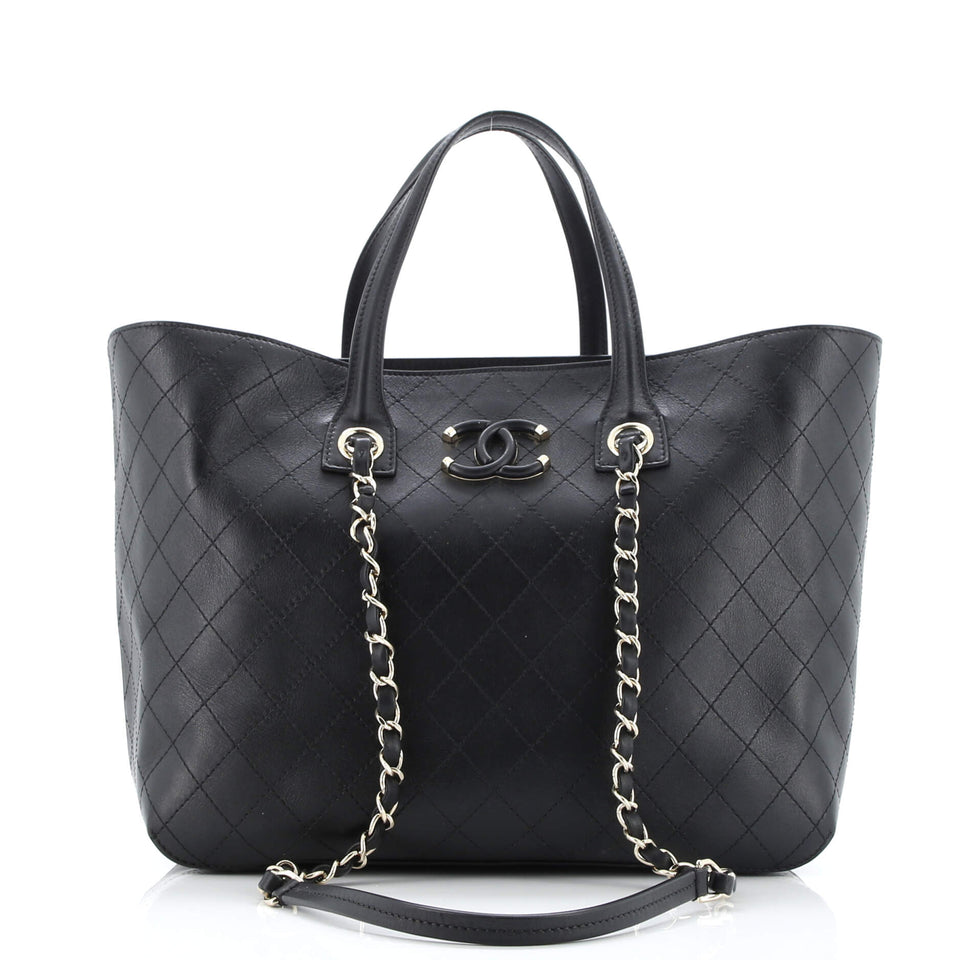 Covered CC Shopping Tote Stitched Calfskin Medium