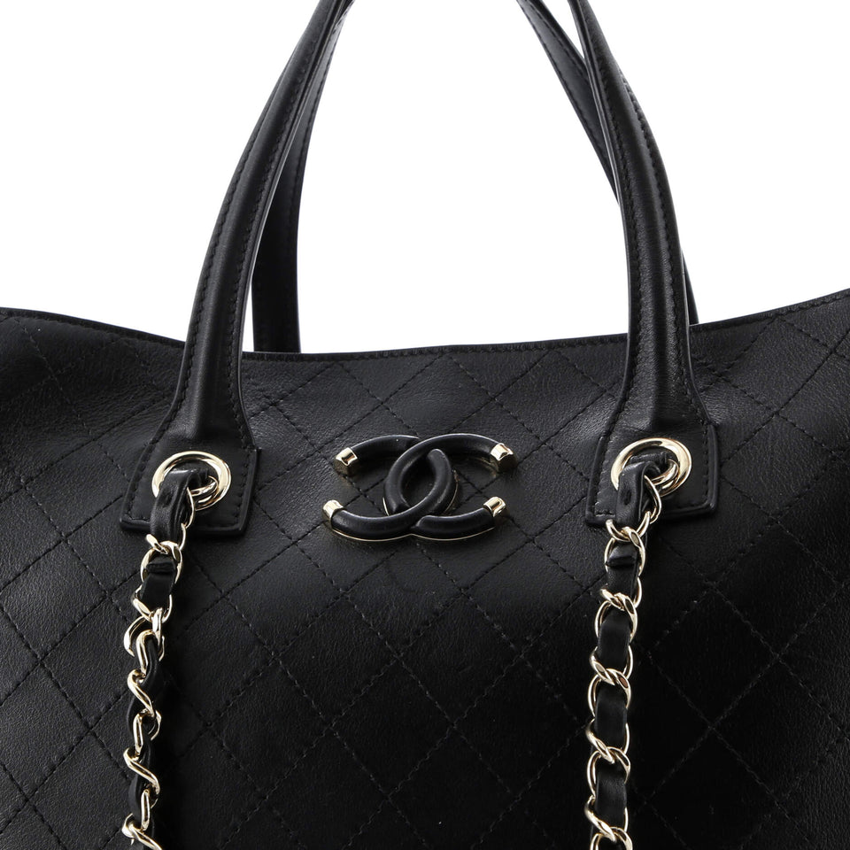 Covered CC Shopping Tote Stitched Calfskin Medium
