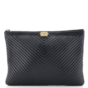 Boy O Case Clutch Chevron Calfskin Medium