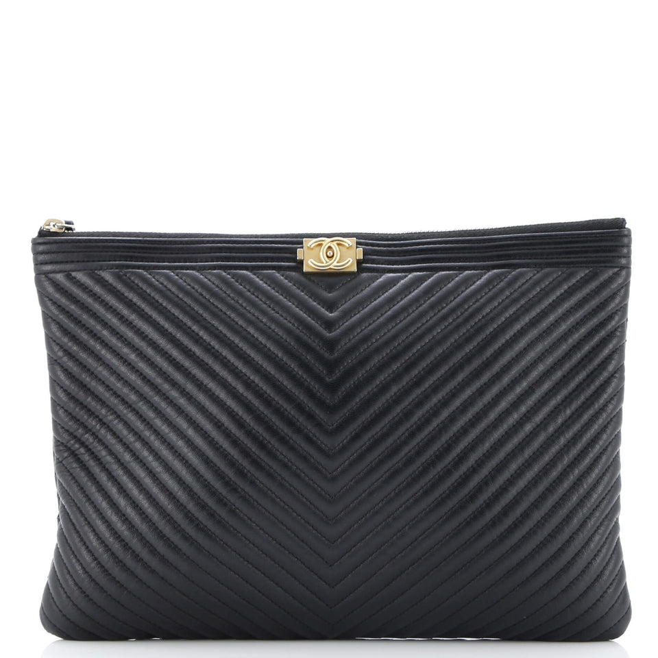 Boy O Case Clutch Chevron Calfskin Medium