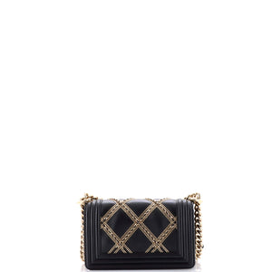 Boy Flap Bag Chain Embellished Quilted Lambskin Small