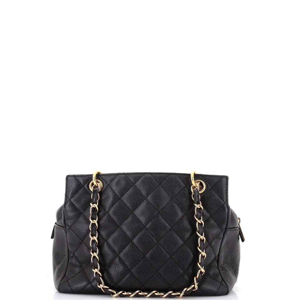 Petite Timeless Tote Quilted Caviar