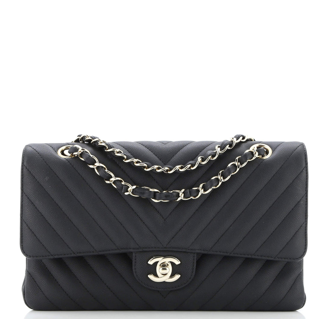 Classic Double Flap Bag Chevron Caviar Medium