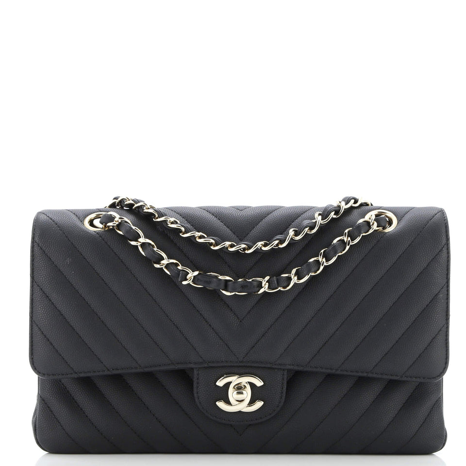 Classic Double Flap Bag Chevron Caviar Medium