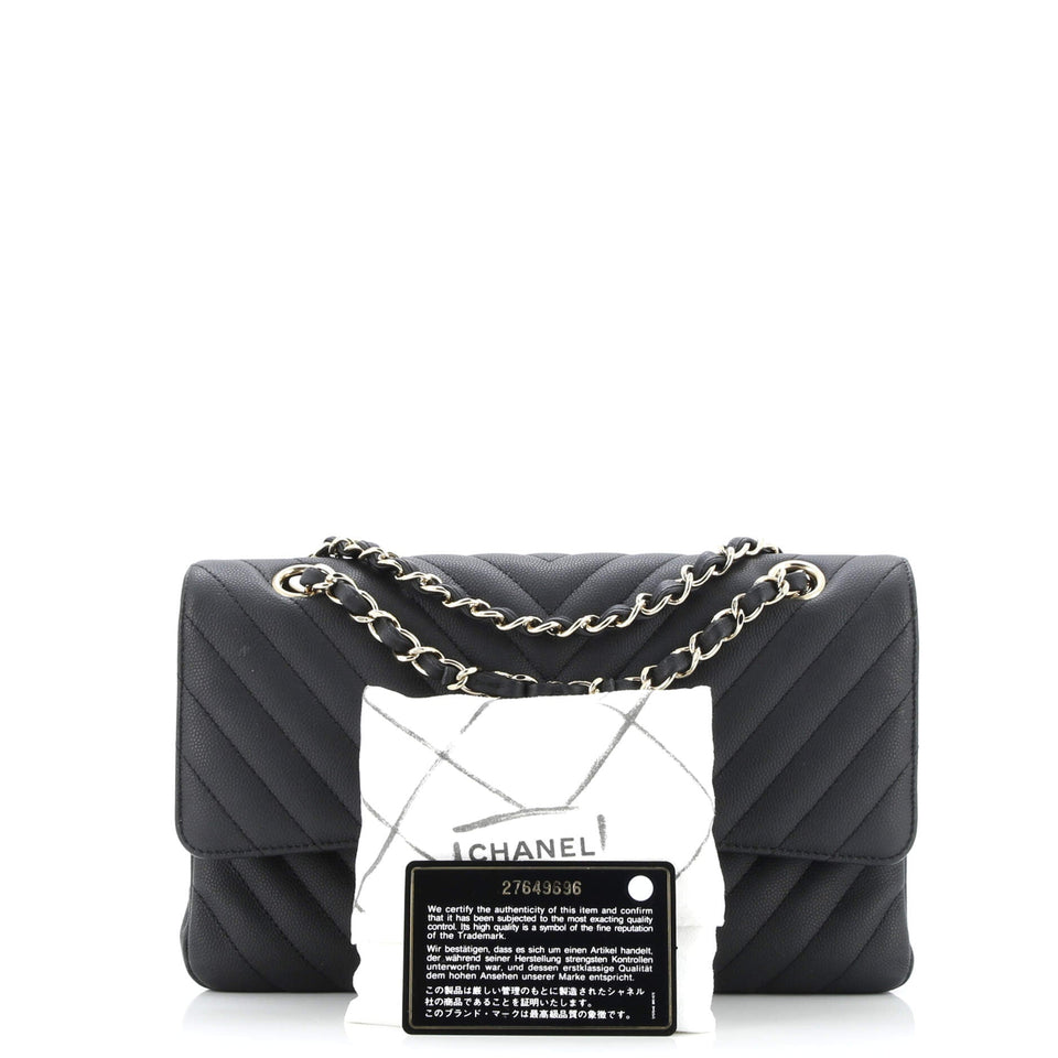 Classic Double Flap Bag Chevron Caviar Medium