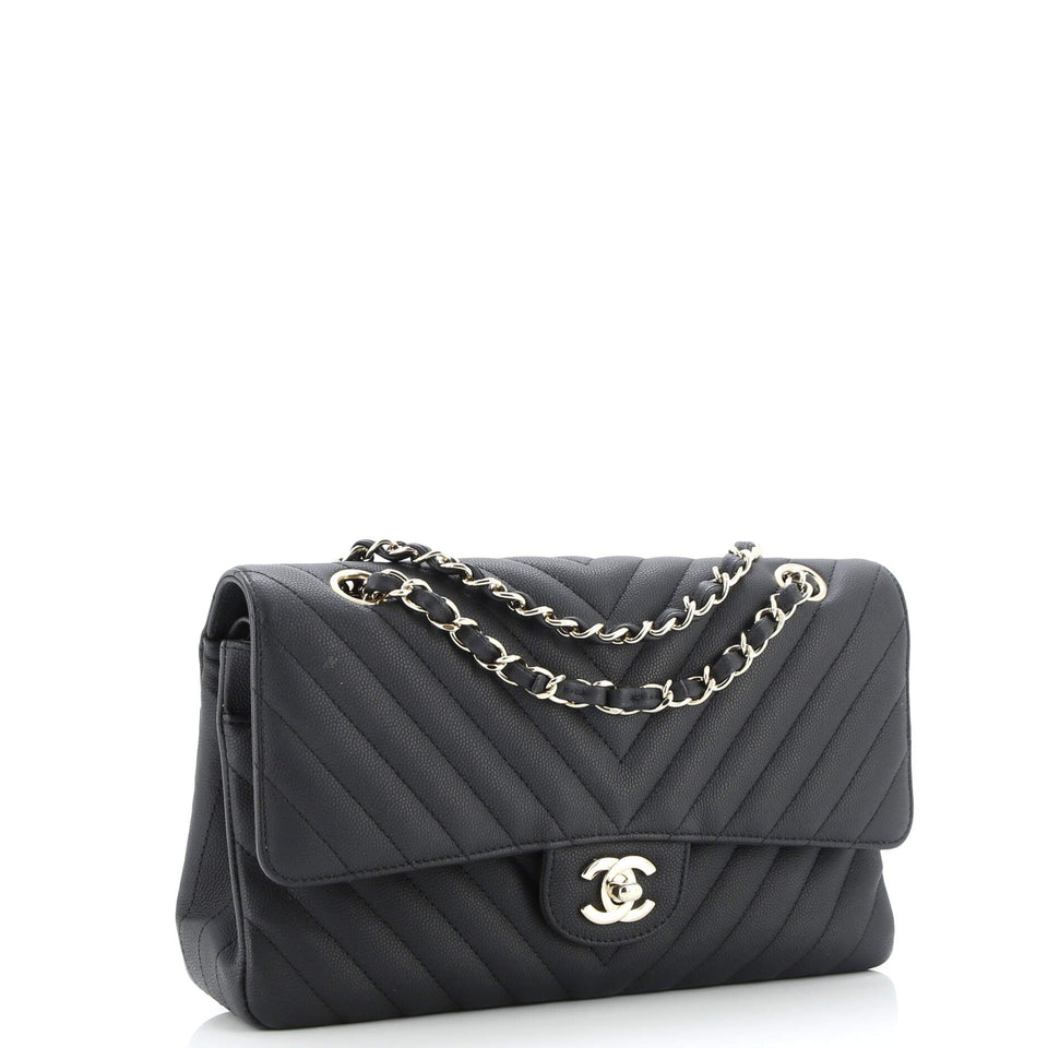 Classic Double Flap Bag Chevron Caviar Medium