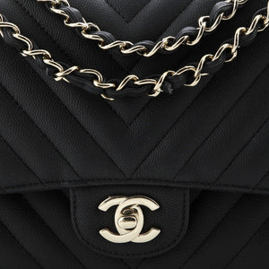 Classic Double Flap Bag Chevron Caviar Medium