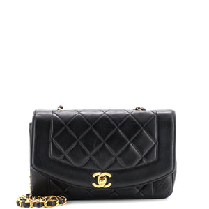 Vintage Diana Flap Bag Quilted Lambskin Small